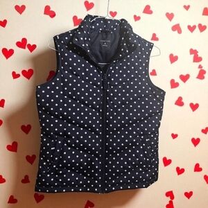 L.L. Bean Women's Poka Dot Down Puffer Vest Size SMALL EXCELLENT